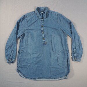 J Jill Shirt Womens Large Blue Tunic Sustainable Cottage Boho Soft Flowy Loose